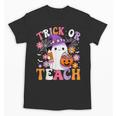 Trick Or Teach Groovy Teacher Ghost Halloween Teacher Unisex T-Shirt, Groovy Teacher Gifts, trending gift