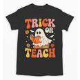 Trick Or Teach Halloween Shirt For Teacher Kids Floral Ghost Unisex T-Shirt, trending gift Trick Or Teach Halloween Shirt For Teacher Kids Floral Ghost Unisex T-Shirt, trending gift