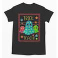 Trick Or Teach Neon Ghost Flower Teacher Spooky Halloween Unisex T-Shirt, trending gift Trick Or Teach Neon Ghost Flower Teacher Spooky Halloween Unisex T-Shirt, trending gift