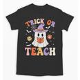 Trick Or Teach Teacher Groovy Ghost Halloween Teacher Unisex T-Shirt, Groovy Teacher Gifts, trending gift Trick Or Teach Teacher Groovy Ghost Halloween Teacher Unisex T-Shirt, Groovy Teacher Gifts, trending gift