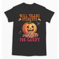 Will Trade Students For Candy Teacher Cute Halloween Pumpkin Unisex T-Shirt, trending gift