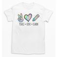 Peace Love Learn Tie Dye Teacher Kids 100th Days Of School Unisex T-Shirt, trending gift Peace Love Learn Tie Dye Teacher Kids 100th Days Of School Unisex T-Shirt, trending gift