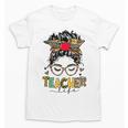 Teacher Life Messy Bun Glasses Leopard Sunflower Unisex T-Shirt, trending gift Teacher Life Messy Bun Glasses Leopard Sunflower Unisex T-Shirt, trending gift