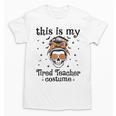 This Is My Tired Teacher Costume Skull Halloween Messy Bun Unisex T-Shirt, trending gift This Is My Tired Teacher Costume Skull Halloween Messy Bun Unisex T-Shirt, trending gift