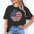American Flag Teachers Students Apple 4th Of July Vintage Unisex T-Shirt, funny gift American Flag Teachers Students Apple 4th Of July Vintage Unisex T-Shirt, funny gift