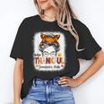 One Thankful Teacher's Aide Messy Bun Thanksgiving Fall Unisex T-Shirt, funny gift