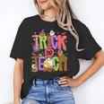 Retro Trick Or Teach Leopard Ghost Halloween Spooky Teacher Unisex T-Shirt, funny gift Retro Trick Or Teach Leopard Ghost Halloween Spooky Teacher Unisex T-Shirt, funny gift