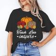 Teach Love Inspire Autumn Fall Plaid Leopard Pumpkin Teacher For Men Women Kids Unisex T-Shirt, funny gift