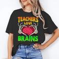 Teacher Teachers Love Brains Skeleton Hand Heart Halloween Unisex T-Shirt, funny gift Teacher Teachers Love Brains Skeleton Hand Heart Halloween Unisex T-Shirt, funny gift