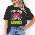 Teachers Love Brains Skeleton Halloween Teacher Funny Unisex T-Shirt, funny gift