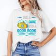 Librarian Teacher Dive Into A Good Book Reading Premium Tri-Blend Unisex T-Shirt, funny gift