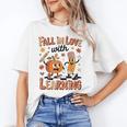 Retro Fall In Love With Learning Autumn Pumpkin Teacher Kids Unisex T-Shirt, funny gift