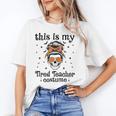 This Is My Tired Teacher Costume Skull Halloween Messy Bun Unisex T-Shirt, funny gift This Is My Tired Teacher Costume Skull Halloween Messy Bun Unisex T-Shirt, funny gift
