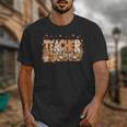 Autumn Pumpkin Thanksgiving Coffee Floral Teacher Fall Unisex T-Shirt, funny design