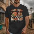 Crunching Numbers Just Like Leaves Pumpkin Fall Teacher Unisex T-Shirt, funny design