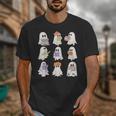 Cute Ghost Reading Books Teacher Halloween Reading Men Women Kids Unisex T-Shirt, funny design