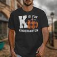 Fall Kindergarten Teacher K Is For Buffalo Plaid Pumpkin Unisex T-Shirt, funny design