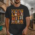 Fall In Love With Music Groovy Thanksgiving Music Teacher Men Women Girls Kids Unisex T-Shirt, Groovy Teacher Gifts, funny design Fall In Love With Music Groovy Thanksgiving Music Teacher Men Women Girls Kids Unisex T-Shirt, Groovy Teacher Gifts, funny design