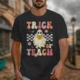 Groovy Teacher Halloween Retro Trick Or Teach Floral Ghost Unisex T-Shirt, Groovy Teacher Gifts, funny design Groovy Teacher Halloween Retro Trick Or Teach Floral Ghost Unisex T-Shirt, Groovy Teacher Gifts, funny design