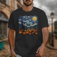 Halloween Pumpkin Starry Night Van Gogh Art Teacher Unisex T-Shirt, funny design Halloween Pumpkin Starry Night Van Gogh Art Teacher Unisex T-Shirt, funny design