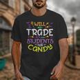 Halloween Teacher Will Trade Students For Candy Women Men Unisex T-Shirt, funny design