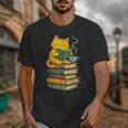 Kawaii Cats Lover Coffee Books Teacher Librarian Cat Unisex T-Shirt, funny design