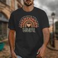 Leopard Rainbow Thankful Thanksgiving Teacher Women Kids Unisex T-Shirt, funny design