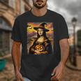 Mona Lisa Pumpkin Halloween Art Teacher Witchy Women Kids Unisex T-Shirt, funny design