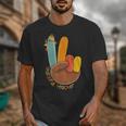 One Thankful Teacher Thanksgiving Turkey Peace Hand Sign Unisex T-Shirt, funny design One Thankful Teacher Thanksgiving Turkey Peace Hand Sign Unisex T-Shirt, funny design