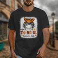One Thankful Teacher's Aide Messy Bun Thanksgiving Fall Unisex T-Shirt, funny design
