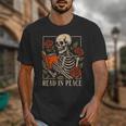 Read In Peace Skeleton Reading Book Halloween Teacher Unisex T-Shirt, funny design Read In Peace Skeleton Reading Book Halloween Teacher Unisex T-Shirt, funny design