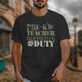 Retro Back To School Women Old Camo Pre-K Teacher Unisex T-Shirt, funny design