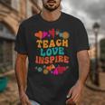 Retro Teach Love Inspire Back To School Teachers Unisex T-Shirt, funny design Retro Teach Love Inspire Back To School Teachers Unisex T-Shirt, funny design