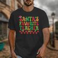 Santas Favorite Teacher Retro Groovy Christmas Xmas Women Unisex T-Shirt, Groovy Teacher Gifts, funny design