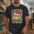Santas Favorite Teacher Retro Groovy Smile Face Christmas Unisex T-Shirt, Groovy Teacher Gifts, funny design