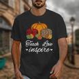 Teach Love Inspire Autumn Fall Plaid Leopard Pumpkin Teacher For Men Women Kids Unisex T-Shirt, funny design