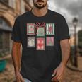 Vintage Preppy Very Merry Teacher Santa Stamps Christmas Unisex T-Shirt, funny design Vintage Preppy Very Merry Teacher Santa Stamps Christmas Unisex T-Shirt, funny design