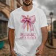 I'm Literally Just a Teacher Pencil Coquette Bow School Unisex T-Shirt, funny design