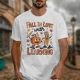 Retro Fall In Love With Learning Autumn Pumpkin Teacher Kids Unisex T-Shirt, funny design