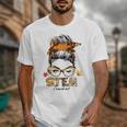 STEM Teacher Messy Bun Fall Vibes Autumn Thanksgiving Men Women Unisex T-Shirt, funny design STEM Teacher Messy Bun Fall Vibes Autumn Thanksgiving Men Women Unisex T-Shirt, funny design