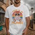 I Teach In My Pajamas Teacher Sunset Bear Retro Unisex T-Shirt, funny design