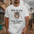 This Is My Tired Teacher Costume Skull Halloween Messy Bun Unisex T-Shirt, funny design This Is My Tired Teacher Costume Skull Halloween Messy Bun Unisex T-Shirt, funny design