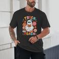 Groovy Halloween Trick Or Teach Retro Floral Ghost Teacher For Men Women Kids Unisex T-Shirt, novelty gifts, funny gifts