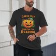 Halloween Teacher Librarian Pumpkin Reading Books Men Women Kids Unisex T-Shirt, novelty gifts, funny gifts
