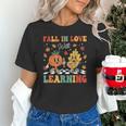 Groovy Fall In Love With Learning Autumn Pumpkin Teacher Unisex T-Shirt, Groovy Teacher Shirts, gift for family, gift for coworker