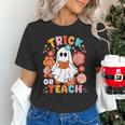 Groovy Halloween Trick Or Teach Retro Floral Ghost Teacher For Men Women Kids Unisex T-Shirt, Groovy Teacher Shirts, gift for family, gift for coworker