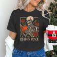 Read In Peace Skeleton Reading Book Halloween Teacher Unisex T-Shirt, gift for family, gift for coworker Read In Peace Skeleton Reading Book Halloween Teacher Unisex T-Shirt, gift for family, gift for coworker
