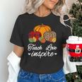 Teach Love Inspire Autumn Fall Plaid Leopard Pumpkin Teacher For Men Women Kids Unisex T-Shirt, gift for family, gift for coworker