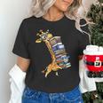 Teacher Shirt Giraffe Holding Books Bookworm Librarian Unisex T-Shirt, gift for family, gift for coworker