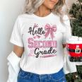 Hello Second Grade First Day Of School Coquette Teacher Girl Unisex T-Shirt, First Grade Teacher Shirts, gift for family, gift for coworker Hello Second Grade First Day Of School Coquette Teacher Girl Unisex T-Shirt, First Grade Teacher Shirts, gift for family, gift for coworker